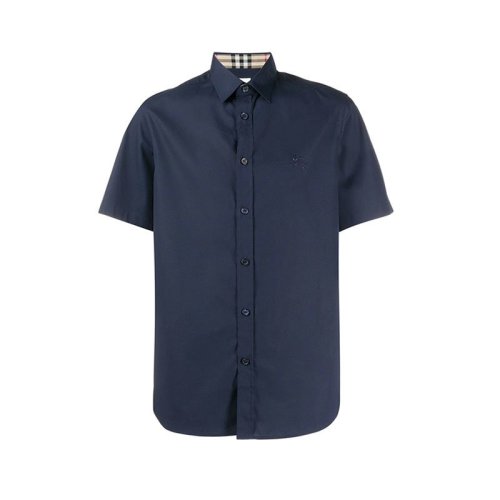  BURBERRY/博柏利 男士深藍(lán)色棉質(zhì)短袖襯衫 8025765 PLFSX