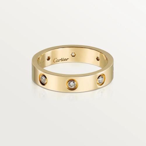  CARTIER 22年秋冬 女士 戒指 LOVE結(jié)婚對戒，鑲嵌8顆鉆石 18K黃金