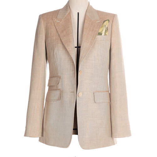 MaxMara/麥絲瑪拉 22年早春新款 BERARD系列 女士駝色羊毛真絲混紡面料西裝外套1041152106001