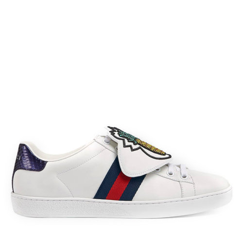 GUCCI/古馳 菠蘿貼女士白色牛皮休閑運(yùn)動(dòng)鞋小白鞋板鞋481152 女鞋