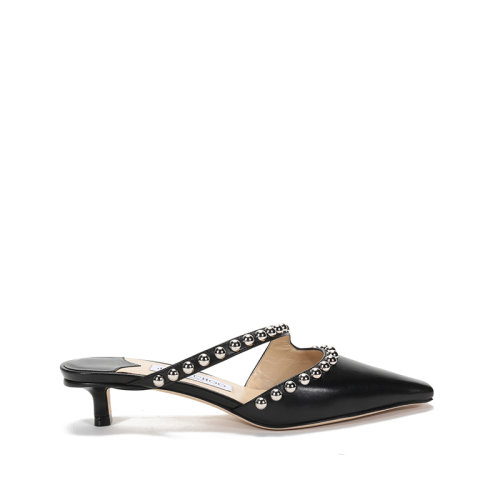 Jimmy Choo/周仰杰 女士羊皮鉚釘裝飾尖頭穆勒鞋中跟拖鞋 ROS 35 ZMZ