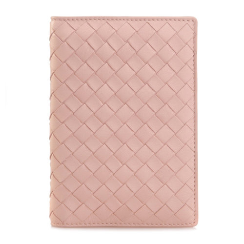 Bottega Veneta/葆蝶家 中性深啡色羊皮編織對折護(hù)照套卡包 123194-V0013-2006