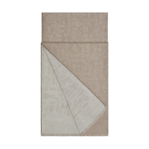 HERMES/愛馬仕 男士蒸汽/痣色羊絨真絲雙面圍巾H703764T02