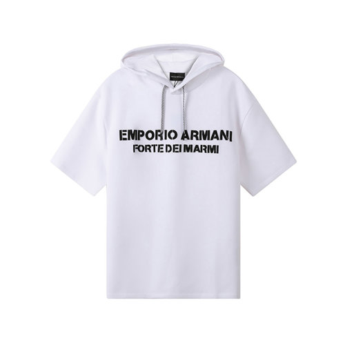 Emporio Armani/安普里奧阿瑪尼 男衛(wèi)衣 男士棉質(zhì)連帽短袖衛(wèi)衣運動衫LOGO刺繡 6K1M63 1JHSZ