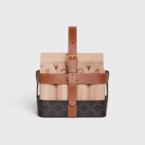  CELINE賽琳思琳 22年秋冬 女士 收納包 QUILLES FINLANDAISES EN TOILE TRIOMPHE ET VEAU 4M13