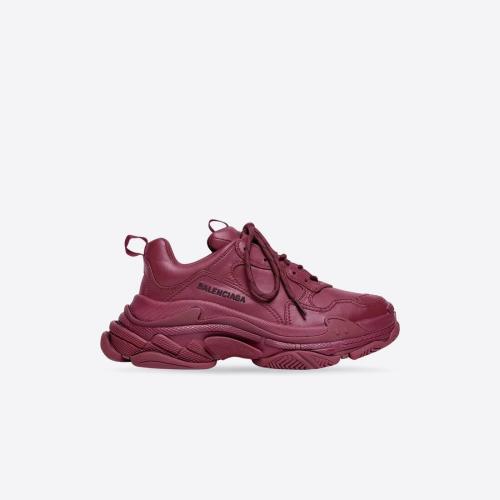  BALENCIAGA巴黎世家 22年秋冬 女士 休閑運動鞋 Womens Triple S Trainers  in Burgundy 52403
