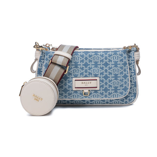 BALLY/巴利 【22春夏新款】 女士B-Echo系列織物三合一單肩斜挎包迷你款 ELENIA DMN