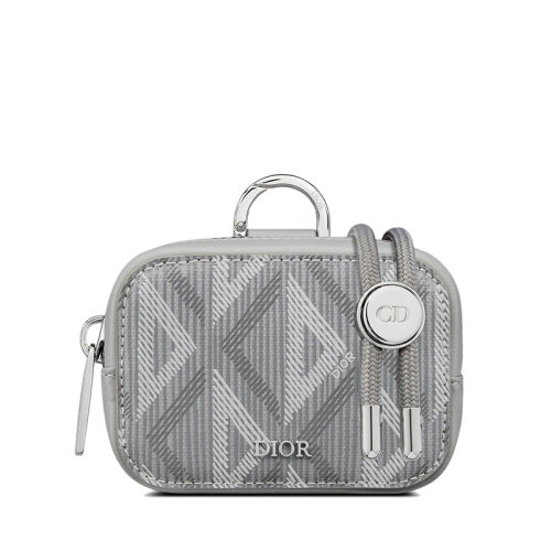 DIOR/迪奧 22春夏新款D-TOUCH系列 男士NANO款灰色CD Diamond圖案帆布拉鏈開合橫板手拿包2ESBC269CDP_H42E