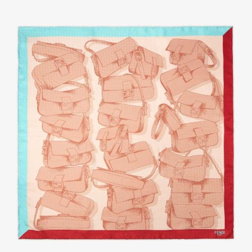  FENDI芬迪 22年秋冬 女士 圍巾 拼色有機(jī)桑蠶絲圍巾 FXT091ANBJF0B8Y
