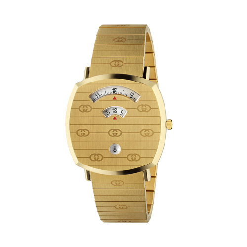 GUCCI/古馳 GG刻印黃金PVD表殼表帶Grip手表 38毫米 596509I86008740