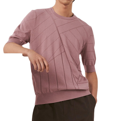 HERMES/愛(ài)馬仕 22年早春新款 男士灰玫瑰色純棉圓領(lǐng)T恤H257390HA0KLA