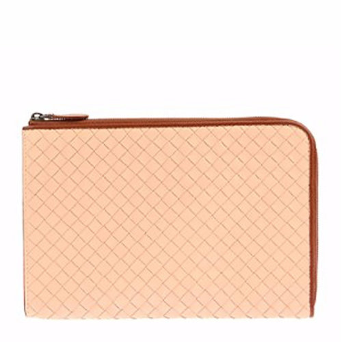 Bottega Veneta/葆蝶家 女士裸粉色牛皮經(jīng)典編織拉鏈開合錢夾錢包卡包手包手拿包女包 367725-VAA0B-8576