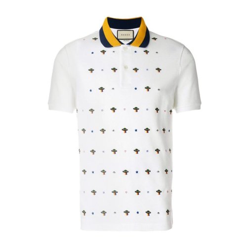 GUCCI/古馳  男士 時尚 百搭 白色 棉質(zhì)混紡 Polo衫  496760 X9H94 9141