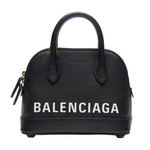 Balenciaga/巴黎世家  TOP HANDLE VILLE系列 黑色小粒面小牛皮品牌名字XXS款單肩斜挎手提包5506461IZ1M1090