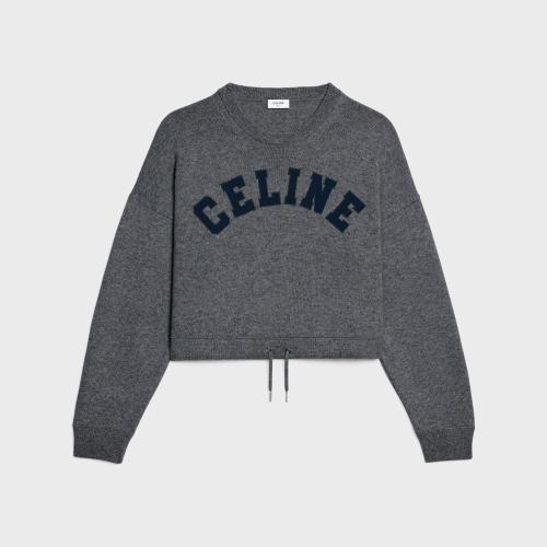  CELINE賽琳思琳 22年秋冬 女士 針織衫 山羊絨羊毛運動套頭衫 2A11V402P.09GR