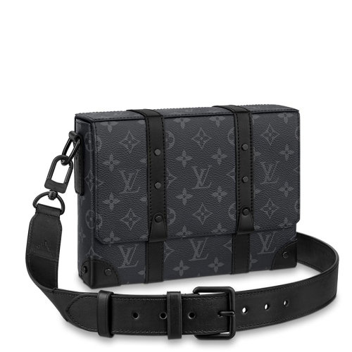 Louis Vuitton/路易威登 22春夏新款TRUNK系列 男士經(jīng)典老花帆布牛皮飾邊黑扣配可拆卸肩帶單肩斜挎方形郵差包M45727