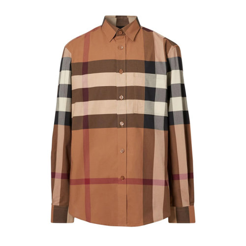 BURBERRY/博柏利 男士 服裝  大格紋彈力棉府綢襯衫 男士長袖襯衫