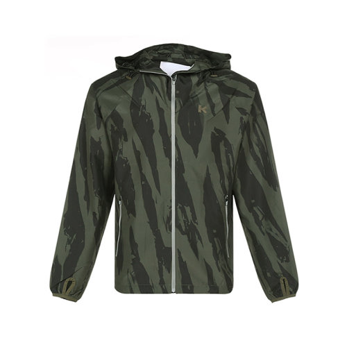 KENZO/高田賢三 男士夾克 男士聚酯纖維Pleat Camo連帽上衣外套 5BL155 1NL