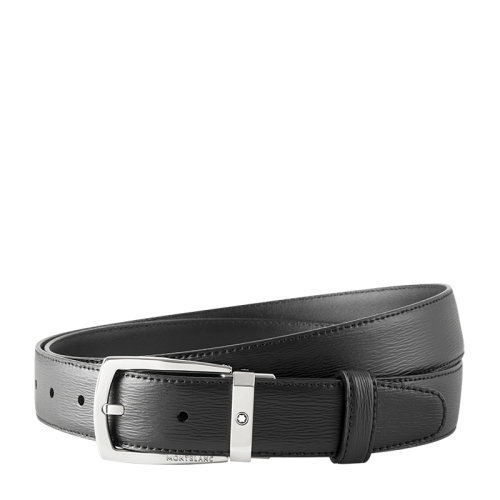 MontBlanc/萬(wàn)寶龍 當(dāng)代系列 男士黑色牛皮矩形扣針式皮帶/腰帶 116706