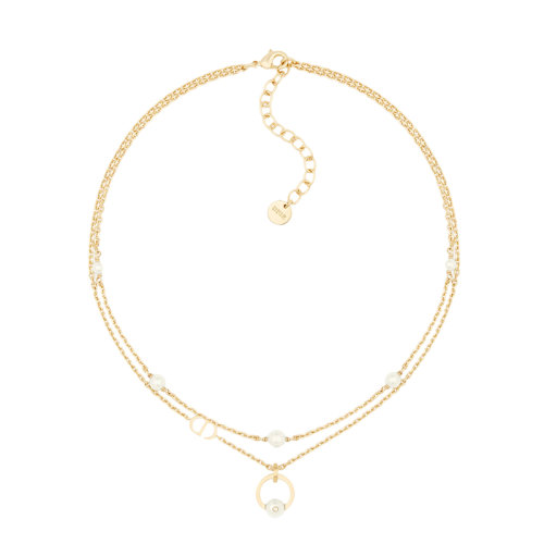 DIOR/迪奧 22新款PETIT CD系列 女士金色飾面金屬“CD”標(biāo)志白色樹脂珠飾項(xiàng)鏈N1819PTCCY_D03S