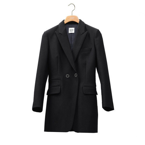 HERMES/愛(ài)馬仕 22年秋冬新款 女士黑色羊毛混紡紐扣開(kāi)合精致剪裁夾克西裝外套H2H0201DP0238