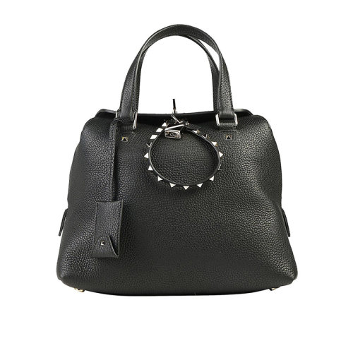 Valentino/華倫天奴  女包女士黑色皮革時尚百搭鉚釘裝飾手提包  PW2B0B30LRP 0NO