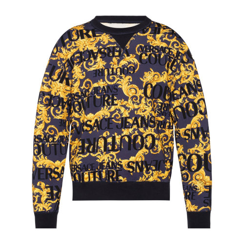 VERSACE JEANS/范思哲牛仔 男士拼色棉質(zhì)經(jīng)典字母徽標(biāo)印花裝飾圓領(lǐng)長袖上衣衛(wèi)衣運動衫套頭衫 B7GVA702-SM600-200