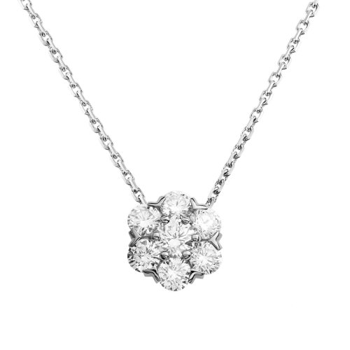 Van Cleef & Arpels/梵克雅寶 經(jīng)典Fleurette系列 18k金白金鑲嵌鉆石花朵大號吊墜VCARA48600