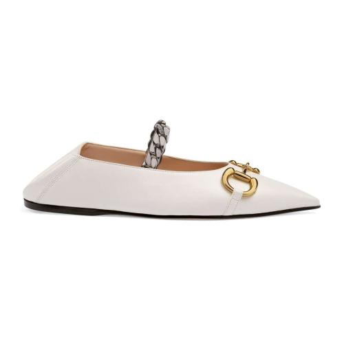  GUCCI古馳 22年秋冬 女士 女士馬銜扣皮革平底芭蕾舞鞋 621161 1RH00 9050