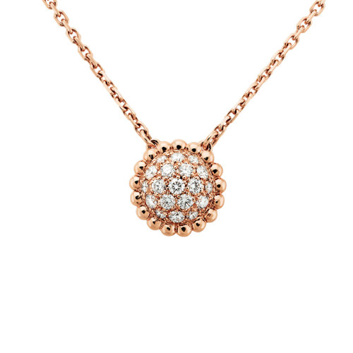 Van Cleef & Arpels/梵克雅寶 Perlée diamants系列 18K金玫瑰金鑲嵌19顆鉆石圓形吊墜VCARO9PE00