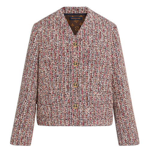 Louis Vuitton/路易威登  女士拼色羊毛Monogram無(wú)領(lǐng)箱型夾克1A92U5