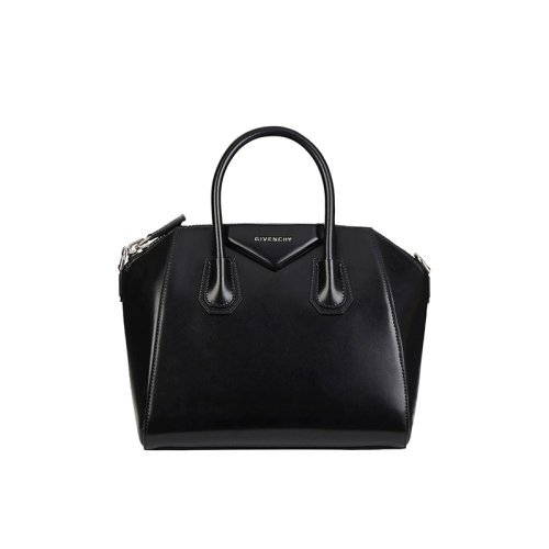 Givenchy/紀(jì)梵希 22新款 Antigona系列 女士黑色光滑皮革大號(hào)拉鏈開(kāi)合字母三角形貼片調(diào)節(jié)拆卸肩帶單肩斜挎手提梯形包BB05114014-001
