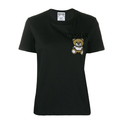 Moschino/莫斯奇諾 20春夏 女裝 服飾 棉質(zhì)羅馬泰迪熊LOGO圖案時(shí)尚休閑女士短袖T恤