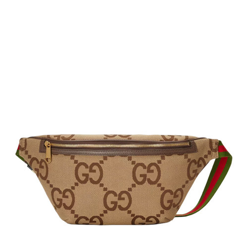 GUCCI/古馳 22春夏新款Jumbo系列 男士駝色烏木色超級老花帆布紅綠肩帶腰包696031UKMDG2570