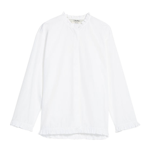 MaxMara/麥絲瑪拉 22年秋冬新款 VELIA系列 女士白色棉質褶邊襯衫9116082906002