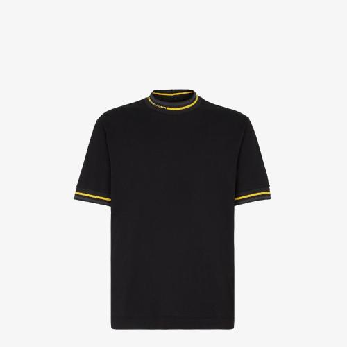  FENDI芬迪 22年秋冬 男士 短袖T恤 黑色針織T恤 FY1040AHC0F0QA1