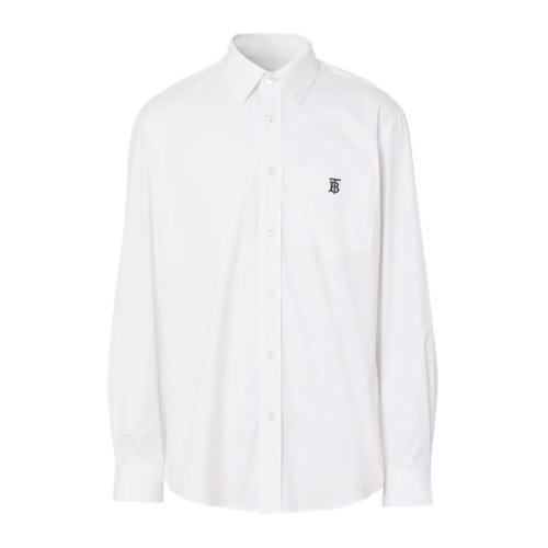 BURBERRY 博柏利 巴寶莉 男士 服裝 21早秋 海軍藍(lán)翻領(lǐng)系LOGO印花長袖襯衣 男士長袖襯衫