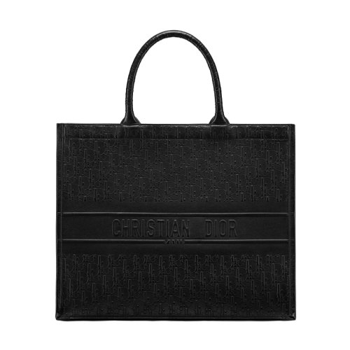 DIOR/迪奧 BOOK TOTE系列 黑色Dior斜紋壓花小牛皮手提托特包 M1286ZWSO_M900