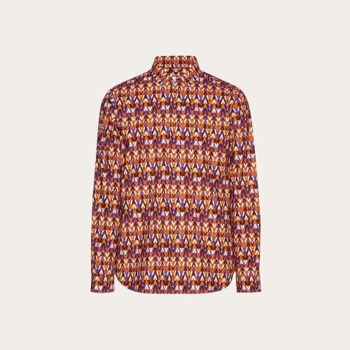  VALENTINO華倫天奴 22年秋冬 男士 長袖襯衫 CHEMISE EN COTON a IMPRIMé OPTICAL VALENTINO