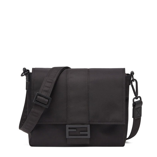 FENDI/芬迪 20  MESSENGER BAGUETTE系列 男士中號(hào)黑色尼龍F(tuán)F磁扣單肩斜挎郵差包7VA537AG0PF0QA1