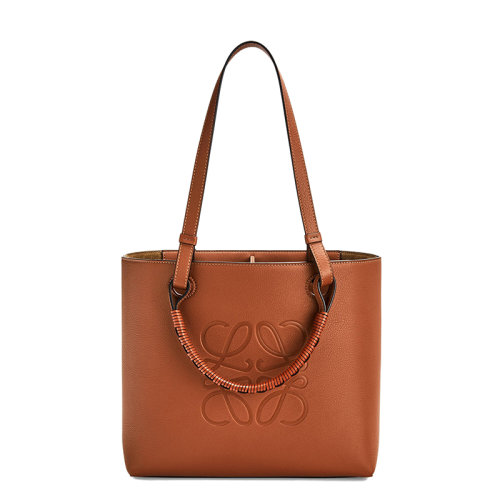 LOEWE/羅意威 Anagram 女士小號(hào)經(jīng)典棕褐色小牛皮托特單肩手提包0010532752