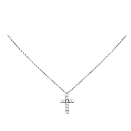 CARTIER/卡地亞 SYMBOLES系列 18K金白金鑲嵌鉆石十字項鏈B7221700