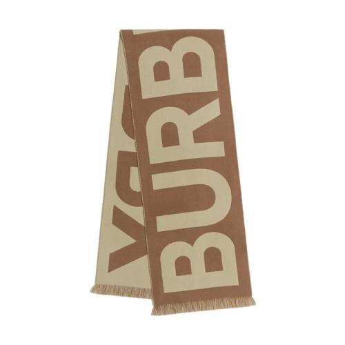 BURBERRY/博柏利 22年早春新款 男女同款樺木棕色純羊毛大LOGO流蘇運(yùn)動(dòng)風(fēng)圍巾80457891