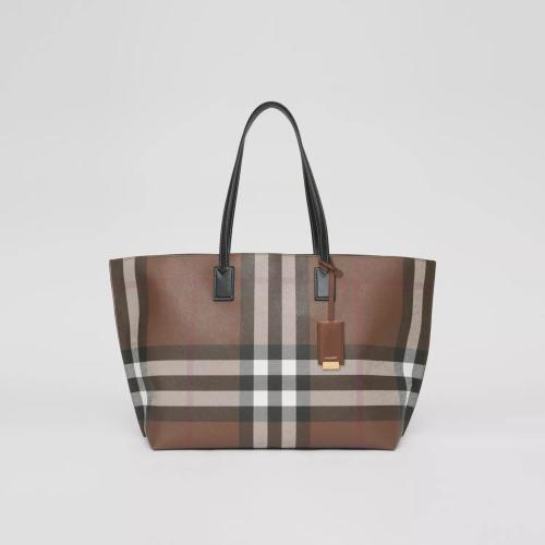  BURBERRY 22年秋冬 女士 中號(hào)格紋拼皮革托特包 80525041