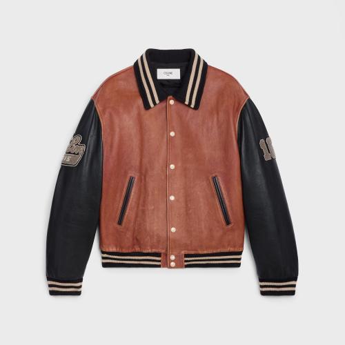  CELINE賽琳思琳 22年秋冬 男士 夾克 粒面牛皮革超大學(xué)院風(fēng)夾克 2E948131O.20PB