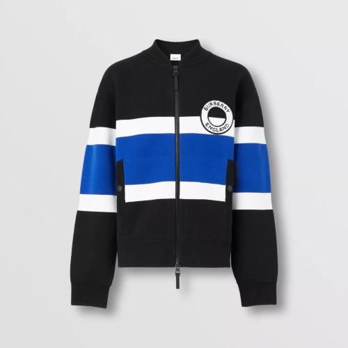  BURBERRY 22年秋冬 男士 徽標(biāo)圖案條紋羊毛混紡飛行夾克 80587391