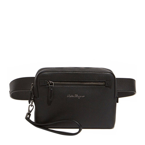 Salvatore Ferragamo/菲拉格慕 男士黑色字母logo印花腰包 24-0977-693130（99新未使用）