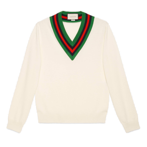 GUCCI/古馳  19早秋男士新款V領(lǐng)羊毛針織衫/毛衣  576802 XKAUK 9133