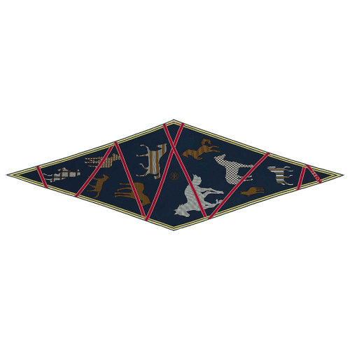 HERMES/愛馬仕 男士海軍藍/卡其色/紅色羊絨真絲Clan Equestre圍巾H432513T21