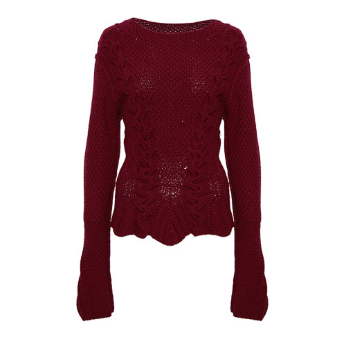 【DesignerWomenwear】SHOKAY/繡嘉冬季新品女士針織衫/毛衣匠心產(chǎn)品純手工編織香巴拉女士圓領(lǐng)麻花束腰套衫